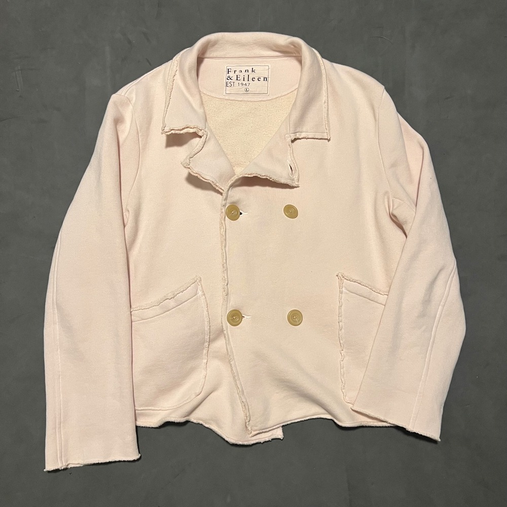 Frank & Eileen Pink Mini Belfast Cropped Sweatshirt Peacoat Triple Terry Size L